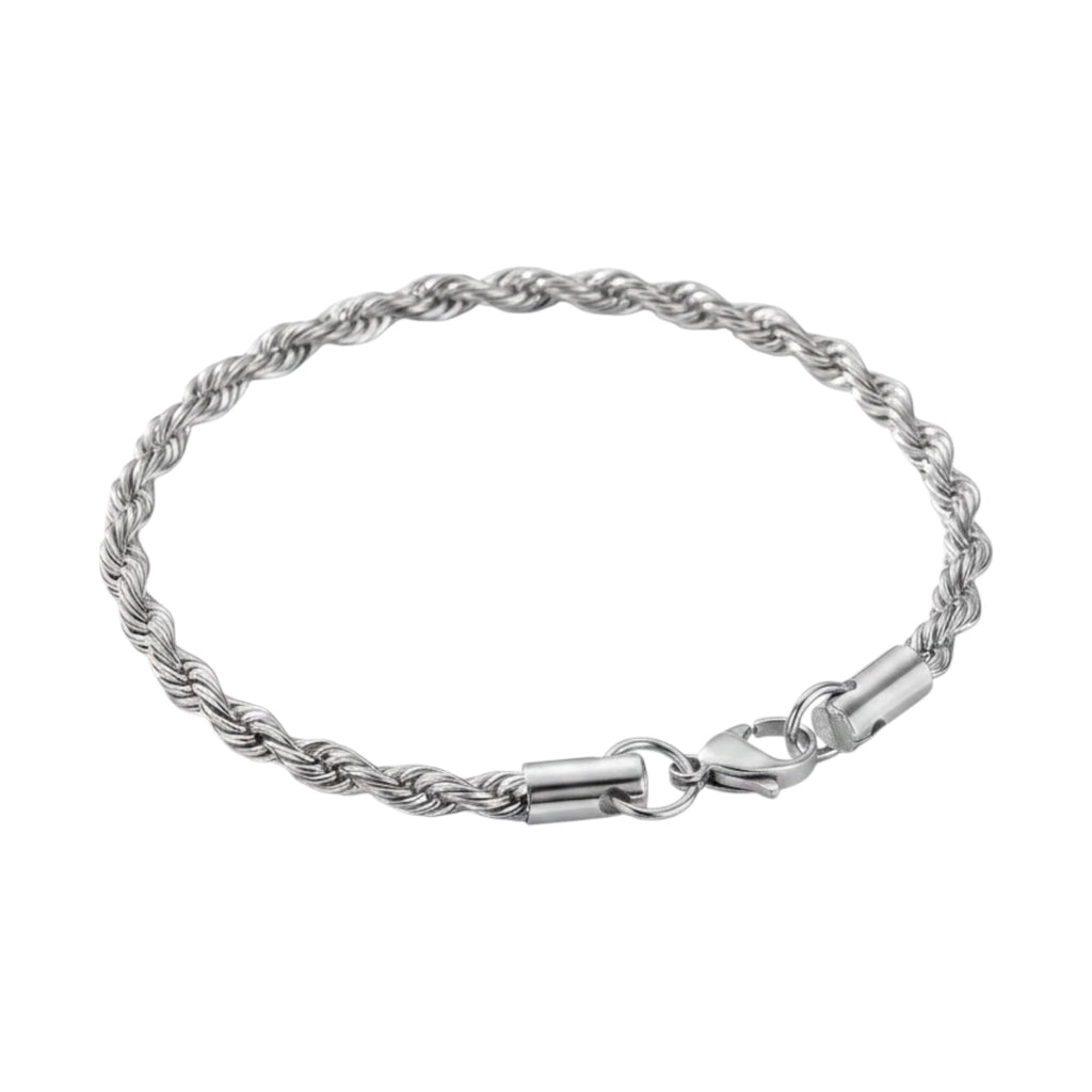 Bransoletka Rope 4mm Białe Złoto