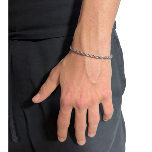Bransoletka Rope 4mm Białe Złoto