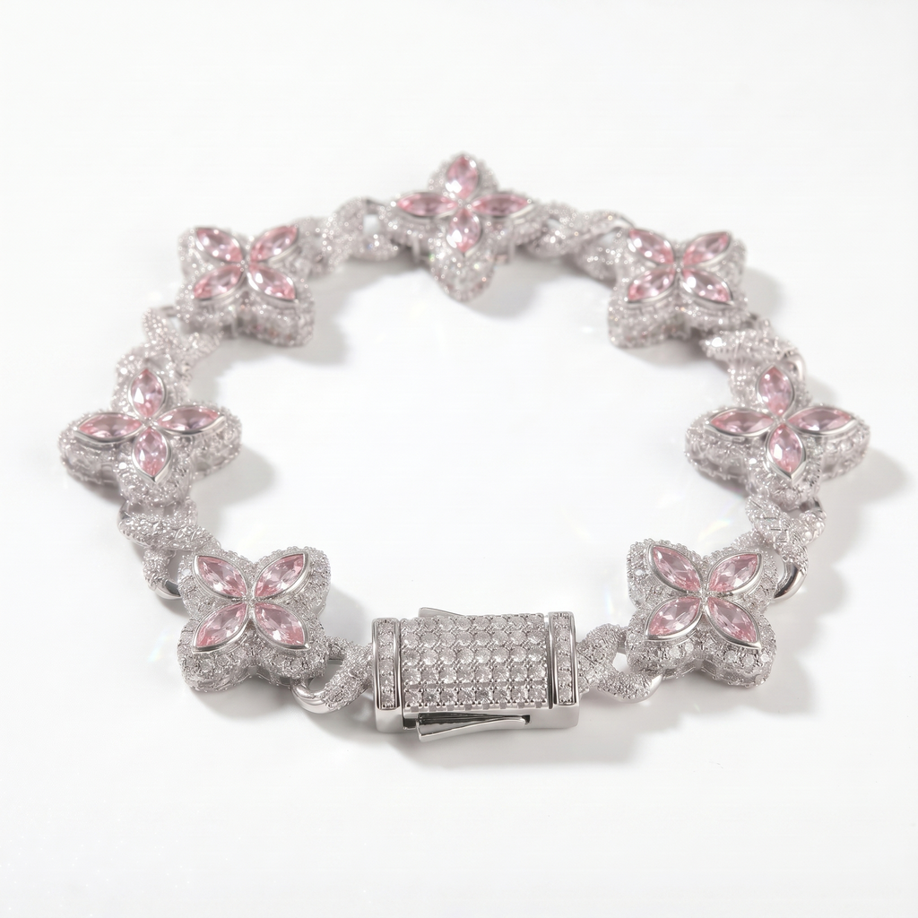 Flower Bracel Silver Rose