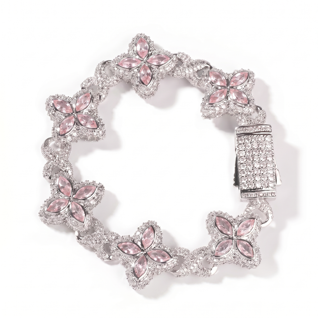 Flower Bracel Silver Rose