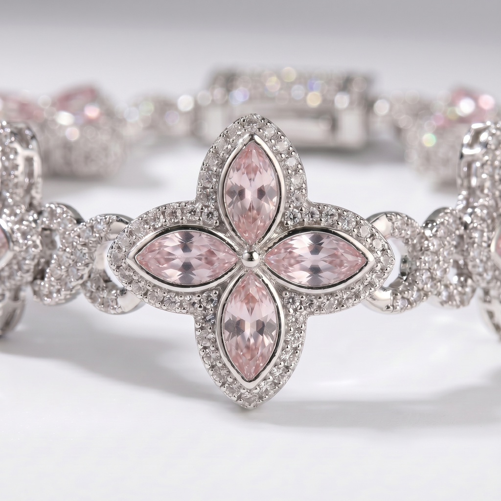 Flower Bracel Silver Rose