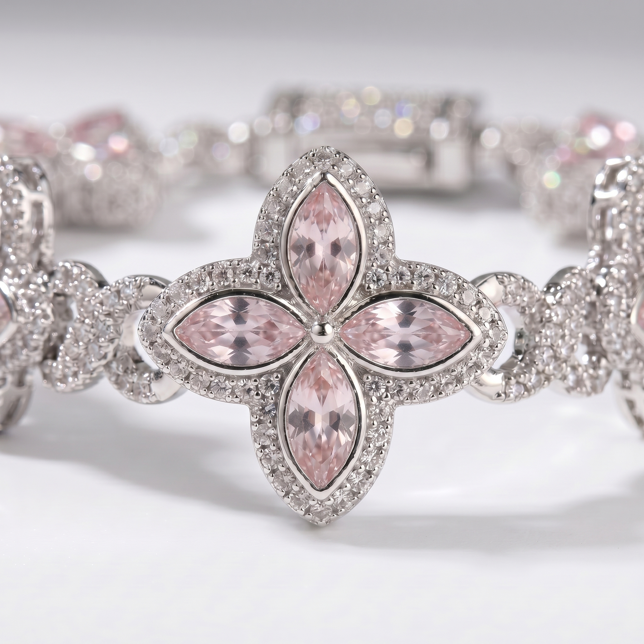 Flower Bracel Silver Rose