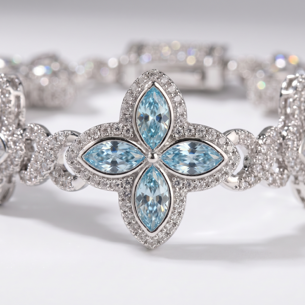 Flower Bracel Silver blue