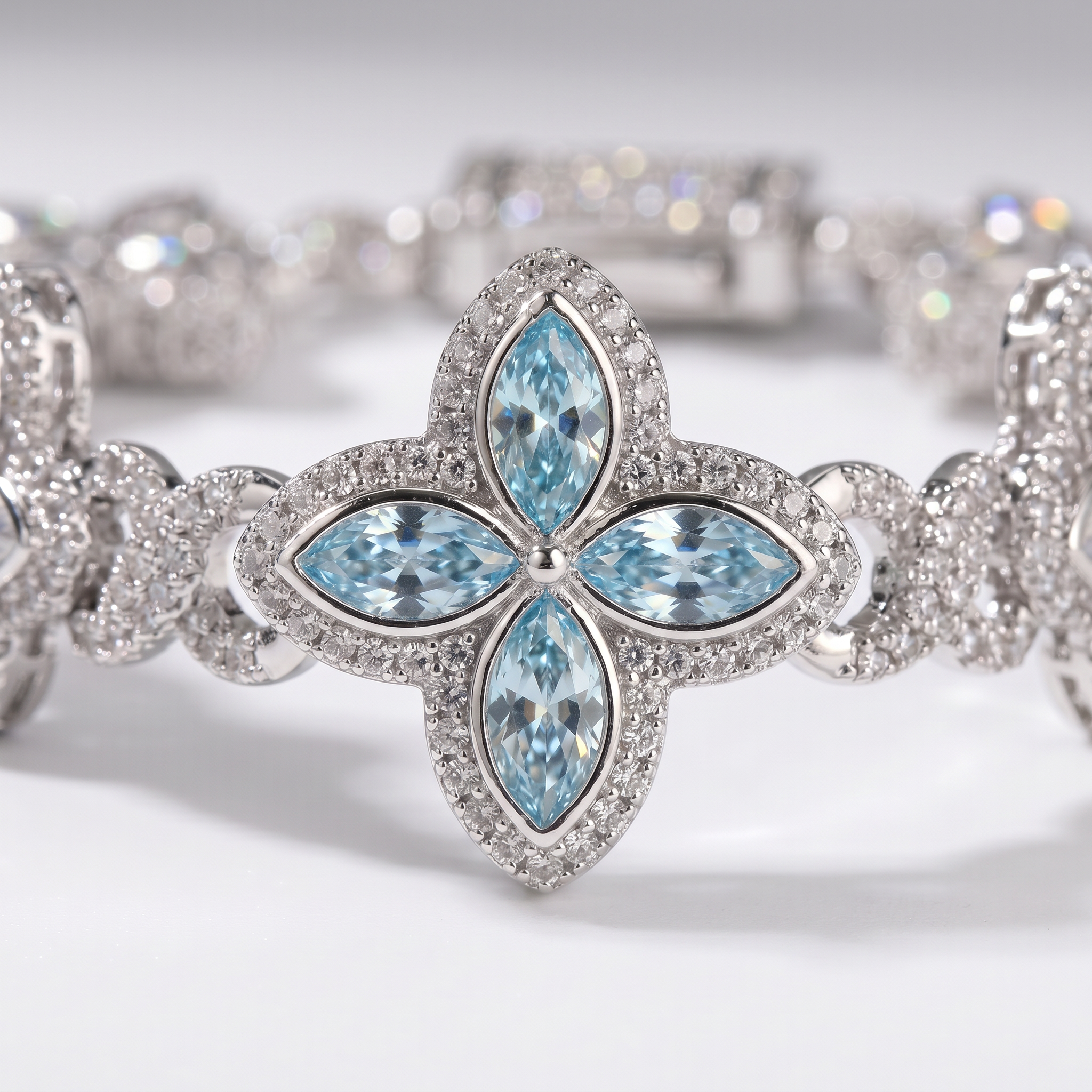 Flower Bracel Silver blue