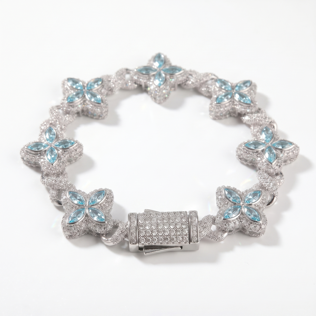 Flower Bracel Silver blue