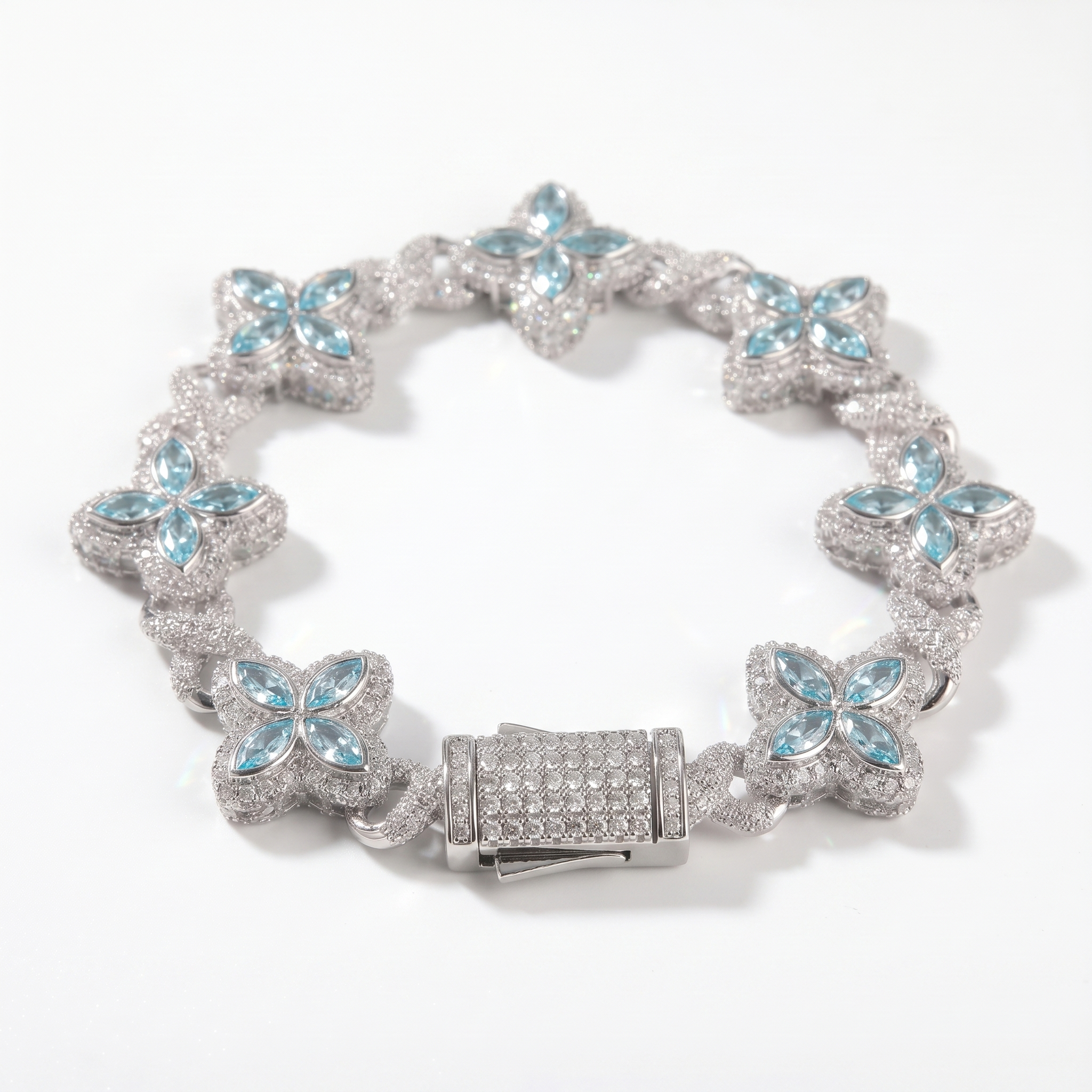 Flower Bracel Silver blue
