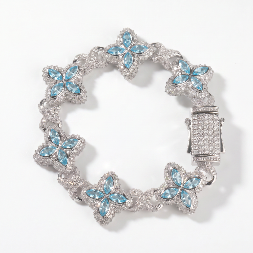 Flower Bracel Silver blue