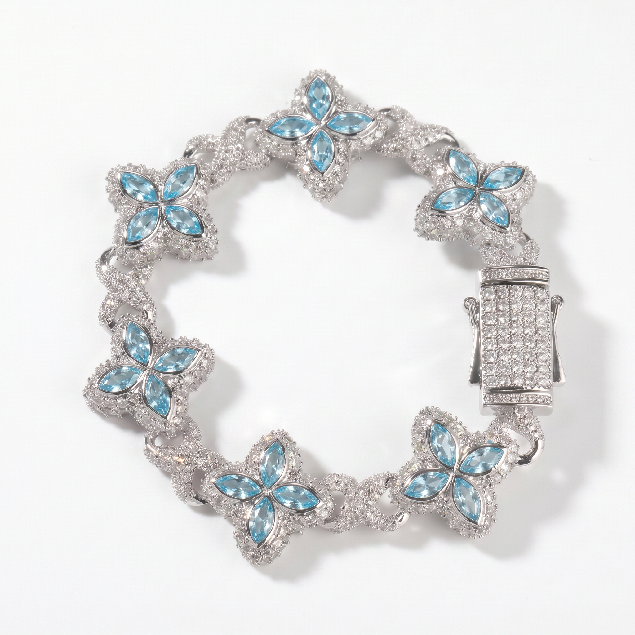 Flower Bracel Silver blue
